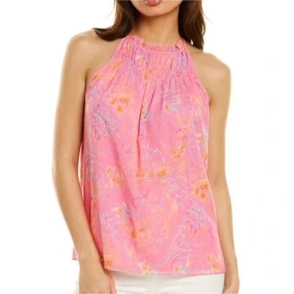 Ramy Brook Tops - NWT $295 Ramy Brook Harlie Paisley Print Halter Tank Top M Peony Pink Floral